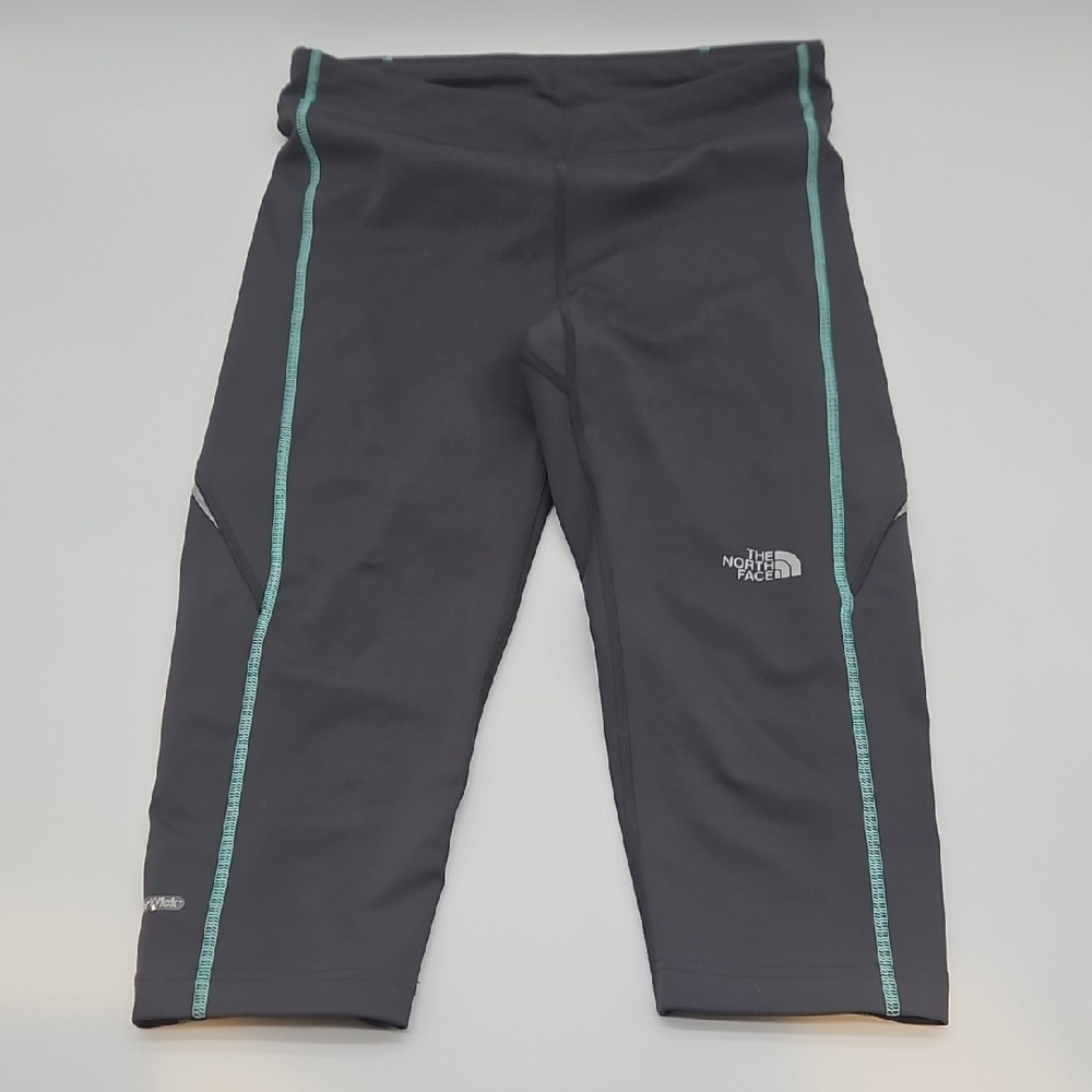 The North Face Gray Capri Leggings with Teal Contrast Piping - Picture 1 of 10